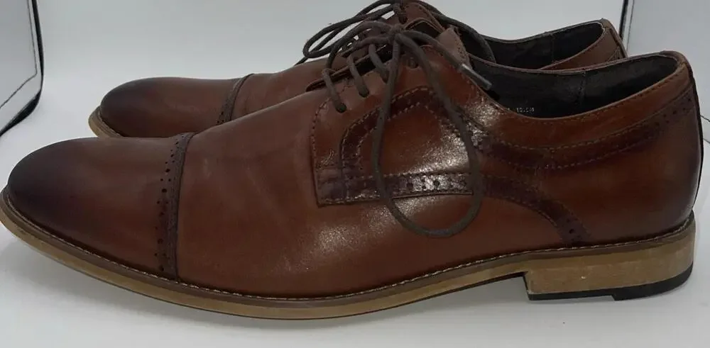 Stacy Adams Dress Shoes Mens Size 10.5 Brown Leather Cap Toe Derby 25065-221
